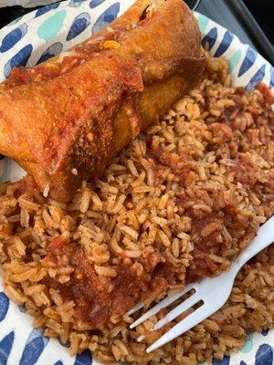 Cheese burrito + rice