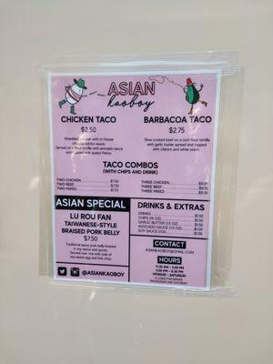 Menu (grand opening day)