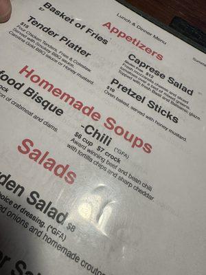 Bad menu picture. I would like to see what award the chili won.