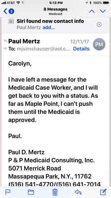 Email to me from Paul at P&P telling me that he will "push" his influence in Maple Pointe. That which he now denies!