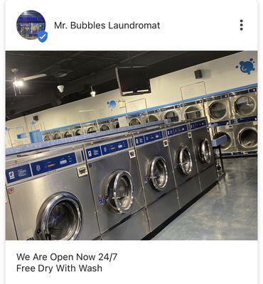 Open 24/7
Free Dry With Wash