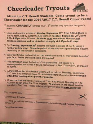 Cheer try outs