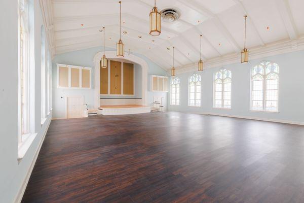 Blackburn Ballroom: Unmatched historic elegance with soaring ceilings and original stained glass windows. Up to 250 Guests