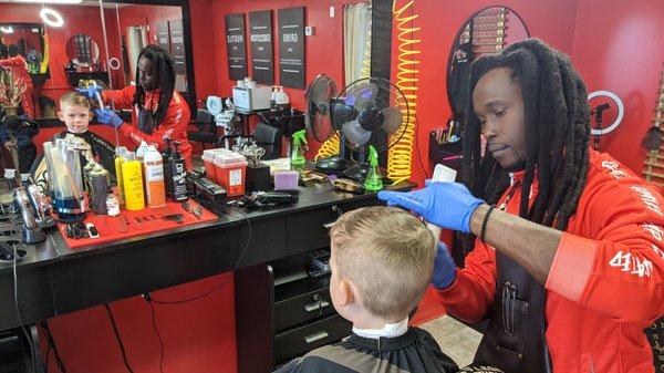 He wanted it spikey and combed down. Mr. Bill had just what the Dr. ordered!