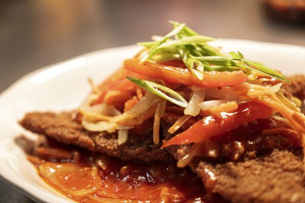 Escabeche, a sweet and sour dish with Flounder is one of the healthiest option we have! Made with ginger, tomato, red bell peppers +spices