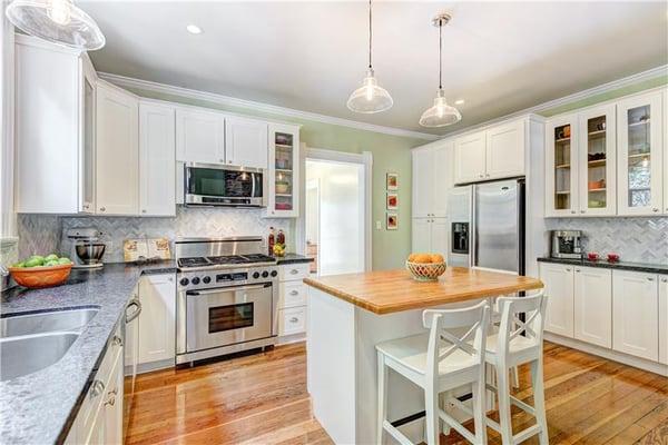 This Beautiful Dover White Shaker kitchen was built into a renovated 1890's home in Woodland, Ca.