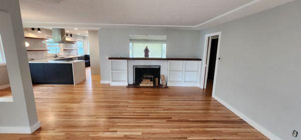 Newly refinished red oak.