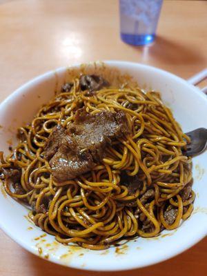 Beef, chicken and noodles.