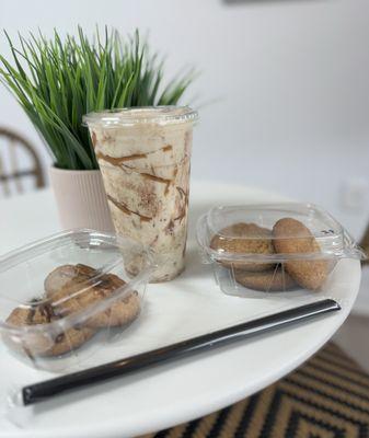 Chocolate, caramel, and plain protein cookies With Pumpkin Banana Bread protein shake (Only 15 cal per plain cookie)