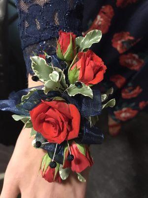 Wrist corsage made be The Red Geranium