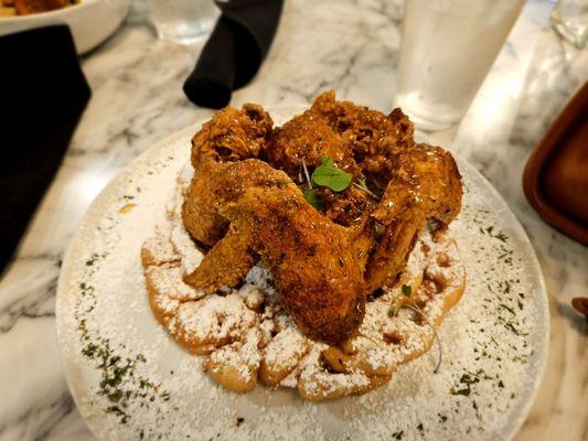 Chicken wings and funnel cake