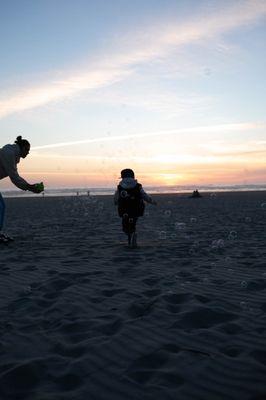 Beach front sunset, across the hotel
