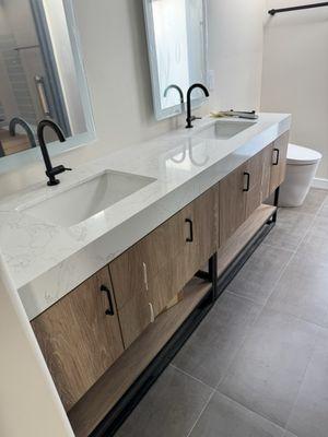 His and hers bathroom sinks.