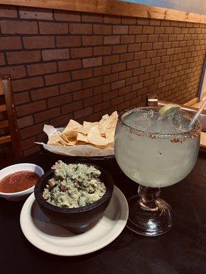 Chips, Salsa, Guacamole and House Margarita