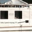 gaping hole in side of boat