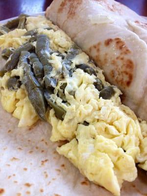 Cactus and egg taquito.