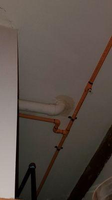 Shit water coming through our seeling from the second floor.