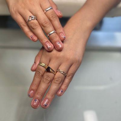 Structured gel mani with some evil eye