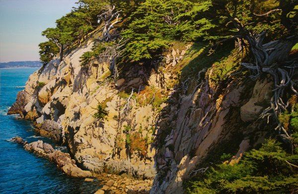 Peter Loftus, Cypress Cove' oil on canvas 52 x 80 inches.