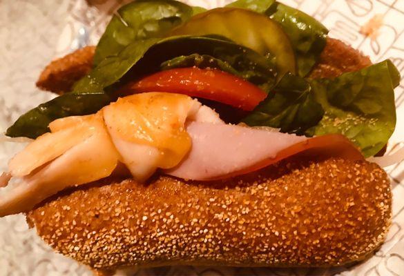 Half of a boars head "ULTIMATE" sub $9 for a whole (it was so good I started eating it b4 I took a pic lol)