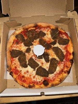 Small pizza with meatball