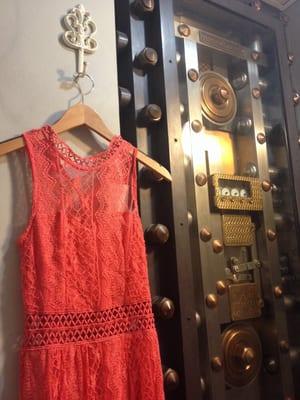 Used to be an old bank!! Vault in the store, inside view in dressing room.