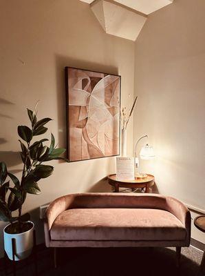 This reimagined treatment room blends neutral tones with desert-inspired serenity, creating the perfect space for relaxation and renewal.