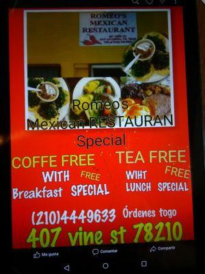 Breakfast and lunch specials