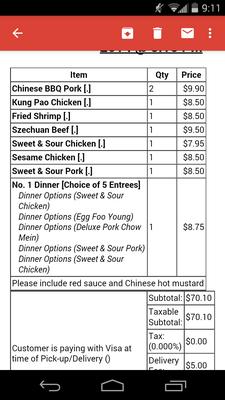 Our order confirmation