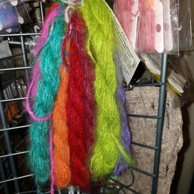 Handspun Angora for embroidery. Hand dyed