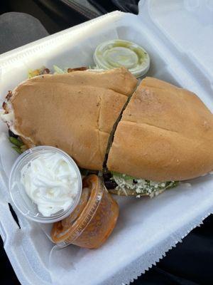 Torta with sides of sauce