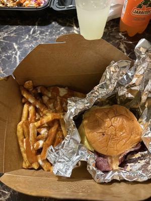 Smesh burger with fries