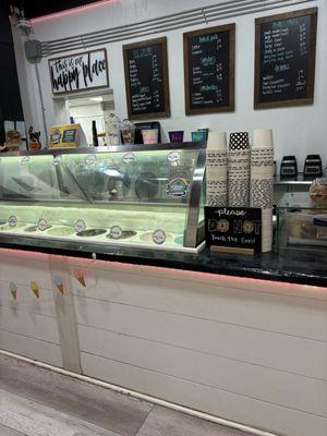 Ice cream case and menu boards