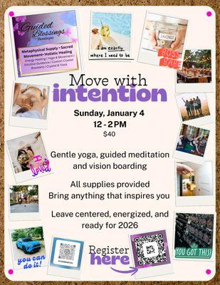 Move with Intention, Yoga, Meditation, Vision Board