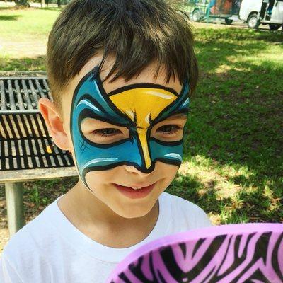 Wolverine face paint for a superhero party