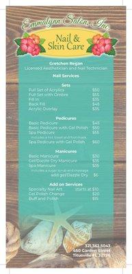Service Menu - Nail and Pedicures