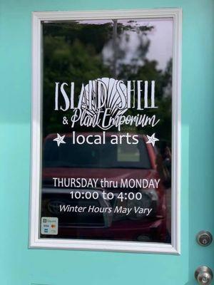 Gift Shop with local artists plants and shells