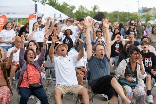 Bitter Jester Music Fest fans react to a musical moment on stage!
