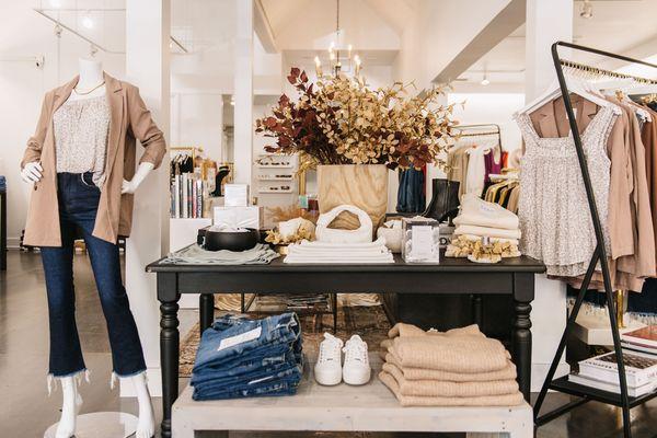 Front display table as soon as you walk in the front door.