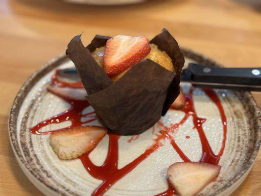 Specialty muffin- Strawberry with rhubarb filling