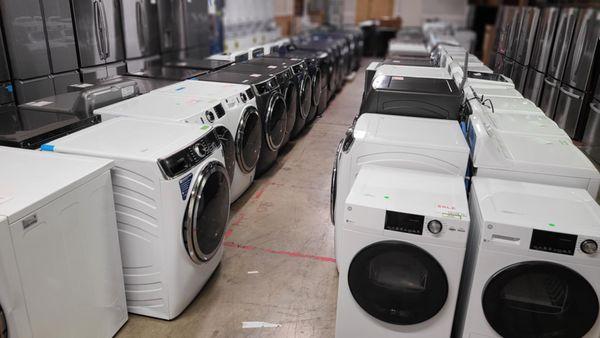 lots of washer and dryer sets, laundry stations and all in ones to pick from