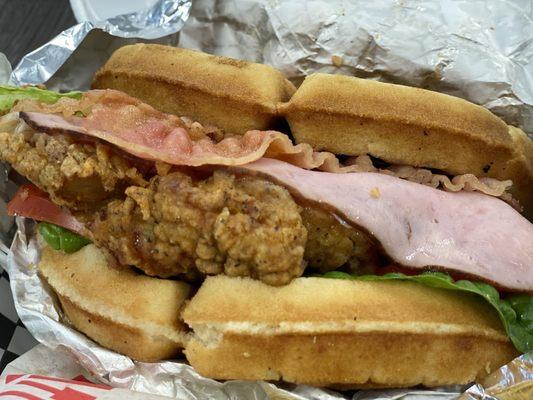 Waffle club sandwich