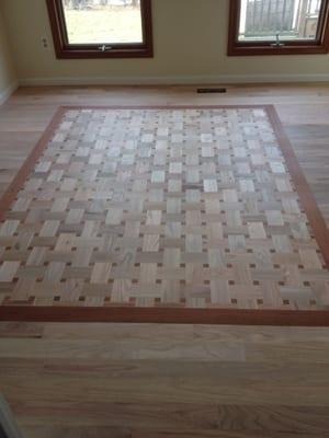A basket weave installed and sanded