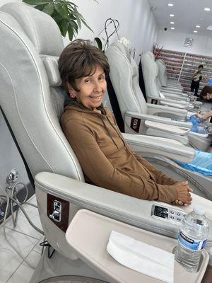 Barbara getting a pedicure. I take her out every two weeks to get her nails done.