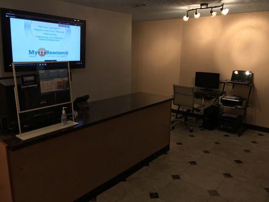 The Front counter of our new show room please come by and see us we are Dunedins Premire IT support Firm