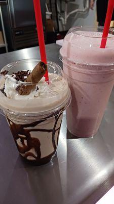 Frappuccino and Strawberry smoothie