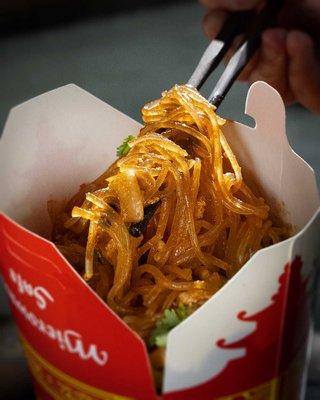 Sweet Potato Noodle Stir Fry Traditional Style. Gluten Free