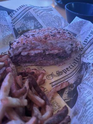 The burger - I forgot to take a picture before I ate the other half! Lol