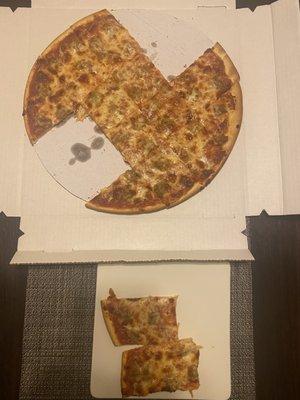 Daily pizza special that is included with a 1liter pop.