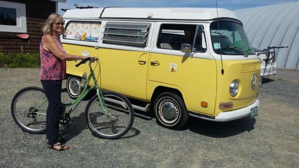 Vintage van and one of our bikers.